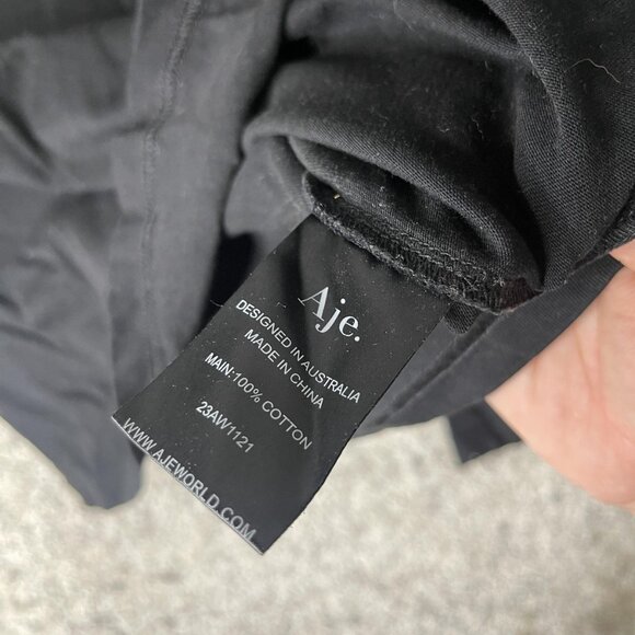 Aje Shirt Womens Small Black Long Sleeve Keyhole Beaded Ring Detail 23AWT121 - Picture 5 of 6